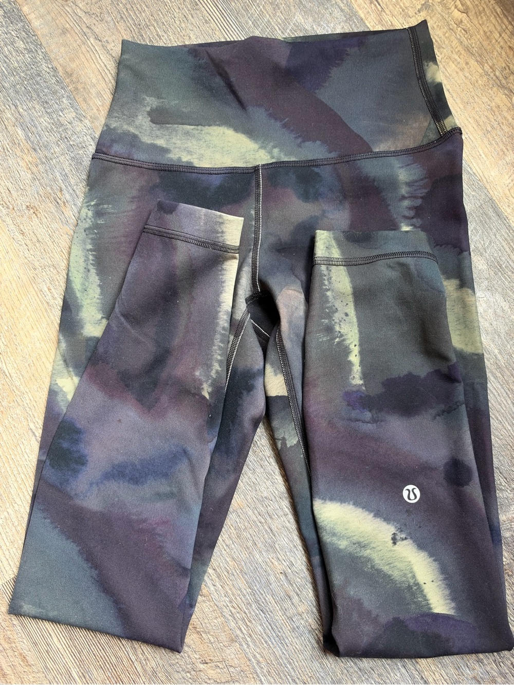 Lululemon tie-dye leggings. Black, green, blue multi color. Size 4.
